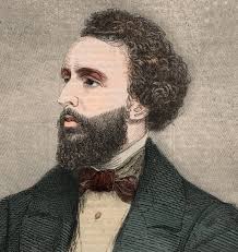 Portrait of Bayard Taylor, American poet. Engraving in 'The Illustrated  London News' of 23 January 1858.