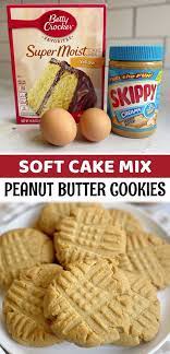 Soft Chewy Peanut Butter Cookies Made With Cake Mix Recipe In 2021 Chewy Peanut Butter Cookies Cake Mix Cookie Recipes Boxed Cake Mixes Recipes