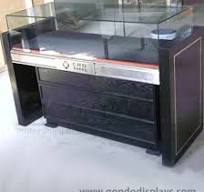 Modern Shop Counter Design Glass and Wood Mobile Phone Display Table