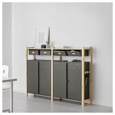 Ivar 2 Section Storage Unit W Cabinets Pine Gray 68 7 8x11 3 4x48 7 8 In 2020 Ikea Shelving Unit Ikea Ivar Ikea