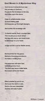 God Moves In A Mysterious Way Poem By William Cowper Poem Hunter Poems William Blake Poems William Wordsworth Poems
