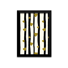 Quadro Coraçõezinhos Bege E Listras Pretas A5 Com Vidro e Moldutra Preta -  Loja de Quadros Decorativos, Móveis e Objetos de Decoração.