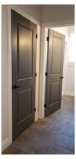 Black Interior Doors With White Trim Grey Walls Hardwood Floors Colored Interior Doors White In 2021 Black Interior Doors Interior Door Colors Grey Interior Doors