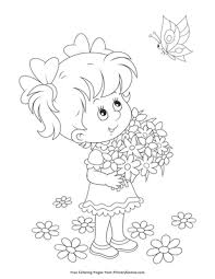 Check spelling or type a new query. Girl With Flowers And Butterfly Coloring Page Free Printable Pdf From Primarygames