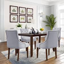 Gray and the dining room might seem like an unusual combination at first, but as you will see below, there are plenty of ways that the color can be used to picking a shade of gray for your dining room depends on a variety of factors, including the size of the space, the available natural light, and even. Dining Room Chairs Set Of 6 Tufted Upholstered Dining Chairs With Nailhead Trim Solid Wood Legs Fabric Dining Room Chairs Classic Accent Leisure Chair For Living Room Meeting Hotel Gray W12150 Walmart Com