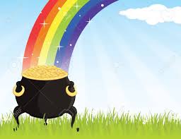 At the end of a rainbow / you'll find a pot of gold / at the end of a story / you'll find it's all been told / but our love has a treasure / our hearts can always. Pot Of Gold On The Grass At The End Of A Rainbow Royalty Free Cliparts Vectors And Stock Illustration Image 12485171