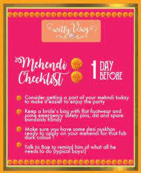 Wedding Planning 101 The Ultimate Indian Mehndi Checklist For Every Bride Witty Vows Indian Wedding Planning Checklist Checklist Wedding Planner Checklist
