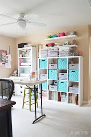 Use this pegboard to organize your paints, brushes, markers, hot glue guns, ribbons, craft paper and more! Cute Functional Craft Room On A Budget The Happy Scraps