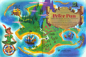 Walt Disney S Peter Pan Illustrated By John Hench And Al Dempster 1952 Internal Map Illustration Peter Pan Disney Peter Pan Peter Pan Book