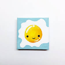 Kawaii Art Kawaii Egg Painting Fridge Magnet Kawaii Decor Kawaii Food Cute Decor Cute Egg Simple Canvas Paintings Small Canvas Paintings Mini Canvas Art If you don't have a blank canvas, but you do have a painting you don't really care for, try this cool quote over painting technique from a beautiful mess. small canvas paintings mini canvas art