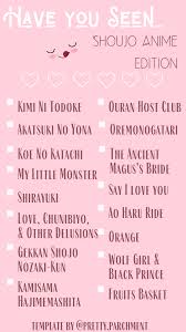 Shoujo Anime Story Template Good Anime To Watch Bullet Journal Mood Tracker Ideas Story Template