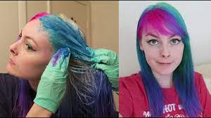 I use one dye at a time, no layering or mixing, etc. Dyeing My Hair Pink Green And Blue Using Special Effects Youtube