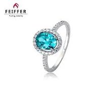 Fashion Jewelry 925 Sterling Silver Paraiba Engagement Ring Women Rhodium  Plated Women Oval Cut Rings