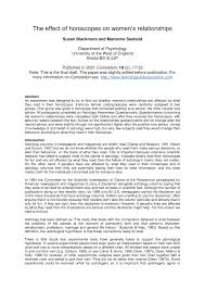 Let your instincts inform you how to persuade a partner or colleague to contribute to an exciting project in august. Pdf The Effect Of Horoscopes On Women S Relationships