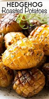 Easy And Fun Hedgehog Roasted Potatoes In 2020 Roasted Potatoes Potato Side Dishes Side Dish Recipes