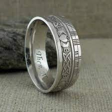 Irish 7 5 Celtic Claddagh Wedding Ring With Customized Ogham Etsy Claddagh Ring Wedding Celtic Knot Wedding Ring Claddagh Wedding