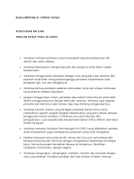 Untuk memastikan perniagaan anda patuh, hubungi organisasi pemerintah yang menjaga standard keselamatan tempat kerja di kawasan anda. Keselamatan Di Tempat Kerja Docx