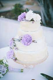 Www readers sophie and terry were hitched on. Festive Natural Pink Lavender And Grey Garden Wedding Wedding Cake Purple Flowers Purple Wedding Cakes Simple Wedding Cake