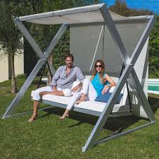 Mogen Outdoor Furniture Made Of Anodized Aluminum In 2020 Loungemobel Garten Holzbank Garten Gartenschaukel