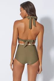 Bellina Halter Women's Recycled Nylon - Econyl Bikini Top Olive Green | Halter Bikini Women's Recycled Nylon - Econyl Bikini Top Olive / XL