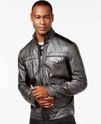 Inc International Concepts Jones Two Tone Faux Leather Jacket Only At Macy S Coats Jackets Men Macy S Leather Jacket Men Leather Jacket Jackets
