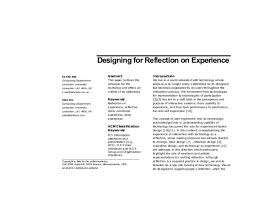 A reflection paper is a type of paper that requires you to write your opinion on a topic, supporting it with your observations and personal examples. Pdf Designing For Reflection On Experience Extended Abstracts Of Chi 4741 4744 Acm Corina Sas And Alan Dix Academia Edu