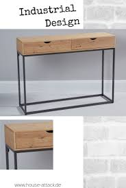 Konsolentisch mit zwei schubkästen maße: Lc Home Konsolentisch 2 Schubladen Sideboard Wandtisch Eiche Metall Konsolen Tisch Wandtisch Konsolentisch