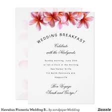 Hawaiian Plumeria Wedding Breakfast Invitation Zazzle Com Hawaiian Plumeria Invitations Wedding Breakfast