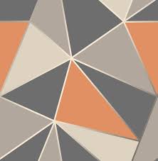 Cool collections of gray and orange wallpaper for desktop laptop and mobiles. Fine Decor Apex Geometric Abstract Triangles Orange Grey Fd42002 Wallpaper Little Yellow Bird Wallpaper
