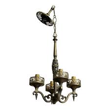 Art Deco Oscar Bach Segar Bronze Pendant Hanging Light Fixture Chandelier 1920s Chairish