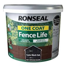 Ronseal One Coat Fence Life Tudor Black Oak 9l At Homebase Co Uk Ronseal Fence Life Wood Treatment Fence Treatment