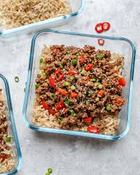 1 pound lean ground beef · 3 garlic cloves minced · 1 tablespoon sesame oil · ½ cup brown sugar · ¼ cup soy sauce · ¼ teaspoon ground ginger · salt . Theskullery Korean Ground Beef Rice Bowl