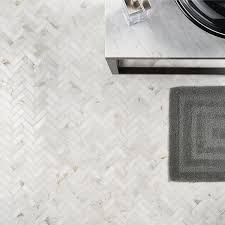 Chevron honed marble floor and wall mosaic tile (0.771 sq. Alaska White 1 X 3 Polished Marble Herringbone Tilebar Com