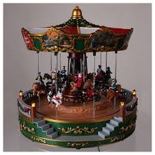 Christmas Carousel With Animals Lights Movement And Music Online Sales On Holyart Com