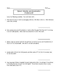 (a) +3 m, +5 m. Distance Speed Velocity And Acceleration Worksheets Teaching Resources Tpt