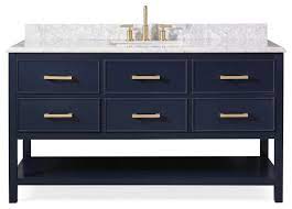 Dark blue vanity doors and drawers; 60 Aruzza Navy Blue Contemporary Bath Vanity Transitional Bathroom Vanities And Sink Consoles By Chans Furniture Houzz