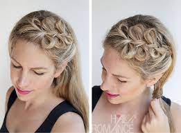 Part the looped portion of hair in half, and use a section of loose hair to wrap in between, defining the bow. Bow Braids Hairstyle Tutorial Hair Romance