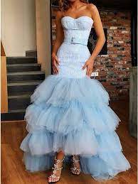 Mermaid Sweetheart Light Blue Tiered Prom Dress With Sequins By Prettylady 187 12 Usd Gorgeous Prom Dresses Prom Dresses Uk Cheap Prom Dresses