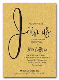 Don't even try singing happy birthday over zoom. Shimmery Gold Join Us Retirement Party Invitations