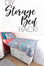 • frame support system makes the use of a box spring unnecessa… our popular stratton bed frame with drawers has a compact profile and generous storage options, making it ideal for small spaces. The Diy Storage Bed Hack You Won T Believe That Sweet Tea Life
