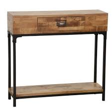 console 1 tiroir 1 plateau bas en hevea recycle naturel et metal 80x25x75cm loft pier import consoles entree console bois metal console 1 tiroir