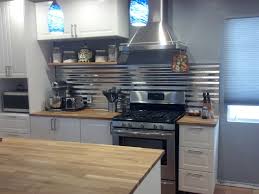 Butcher Block Corrugated Tin Backsplash Gray And White Kitchen Remodel Kitchen Inspirations Aluminium Kitchen