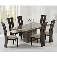 Hamlet Marble Dining Table In Brown And 6 Ophelia Cream Chairs Furniture In Fashion Dining Table Marble Wooden Dining Table Designs Marble Dining