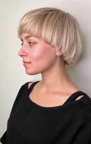 A bowl cut , also known as a pot haircut , a helmet haircut or a mushroom cut , is a haircut where the hair is cut short on the sides and back and looking as though someone put a bowl on the head and cut off all the visible hair. Bowl Cut Girl Ideas 20 Pictures