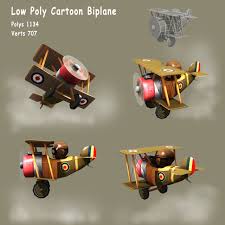 Low Poly Ww1 Cartoon Biplane 3d Model Max C4d Obj 3ds Fbx Lwo Stl 3dexport Com By Pogwitch Knutselen
