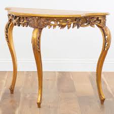 Empire Style Carved Gold Painted Demilune Console Table Loveseat Vintage Furniture San Diego Furniture Vintage Furniture Table