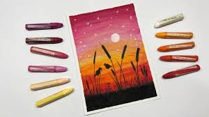 How to paint with oil pastels curious about learning expert oil pastel techniques? Menggambar Dan Mewarnai Langit Malam Night Sky Moonlight By Drawing With Jane