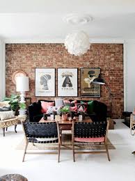 House Of C Interior Blog Scandinavian Bohemian Home Brick Living Room Brick Interior Wall Pink Home Decor