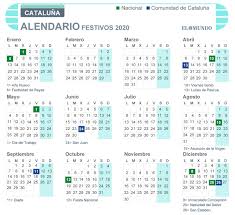 8 festivos estatales no sustituibles. Calendario Laboral De 2020 En Cataluna Festivos Y Puentes Cataluna