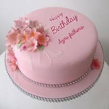 Birthday Cake Images With Name Angel Pink And Sparkly Single Tier Birthday Cake With Name In 2020 Cake Name Tiered Cakes Birthday Happy Birthday Cake Writing